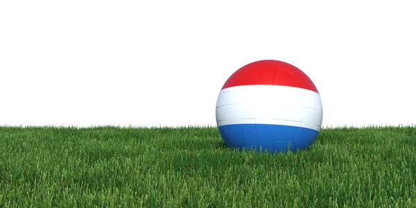 Luxemburg luxembourg pelota de fútbol bandera acostado en la hierba copa del mundo 2 —  Fotos de Stock