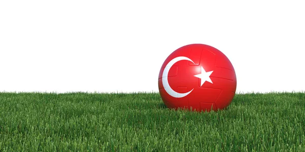 Turkey Turkish soccer ball lying in grass world cup 2018 — Stock Photo, Image