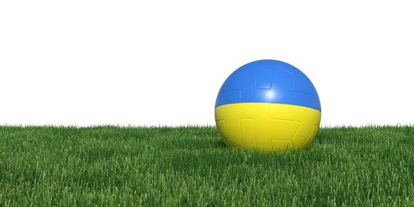 UA Ukraina ukrainska fotboll bollen liggande i gräset VM 2018 — Stockfoto