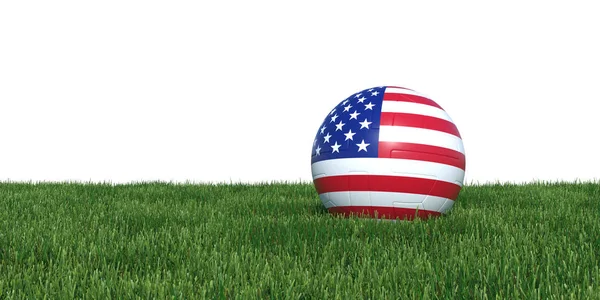 미국 미국 축구 공을 잔디 월드컵 2018에 누워 — 스톡 사진