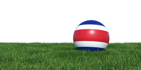 Costa Rica flagga fotboll bollen liggande i gräset — Stockfoto