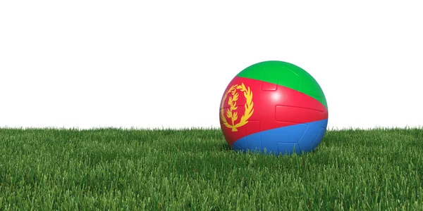 Eritrea-Eritrese vlag voetbal liggen in het gras — Stockfoto