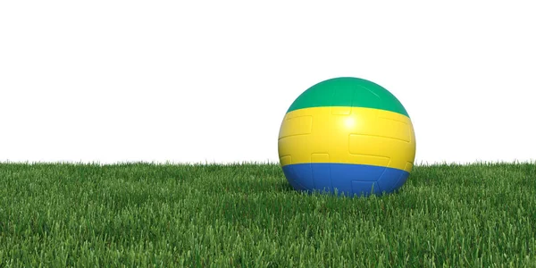 Gabon Gabonese vlag voetbal liggen in het gras — Stockfoto