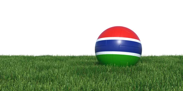 Gambia Gambiaanse vlag voetbal liggen in het gras — Stockfoto