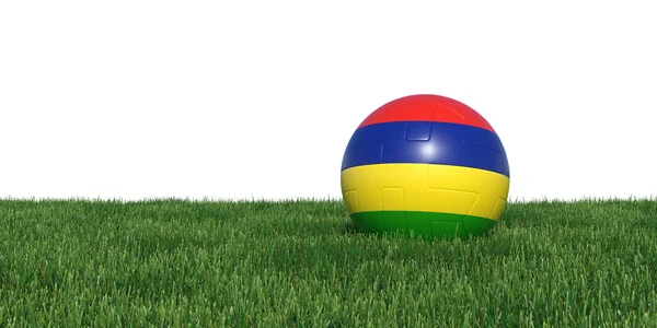 Mauritius mauretanier flagga fotboll bollen liggande i gräset — Stockfoto