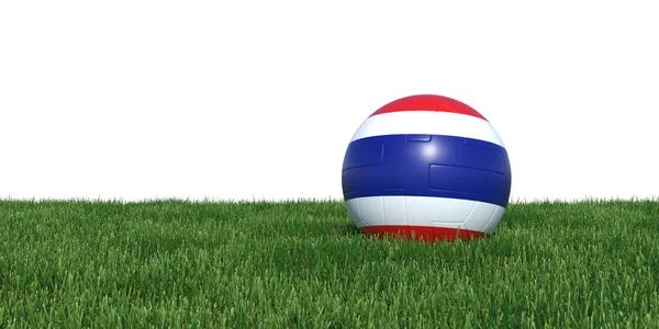 Thailand Thai flagga fotboll bollen liggande i gräset — Stockfoto