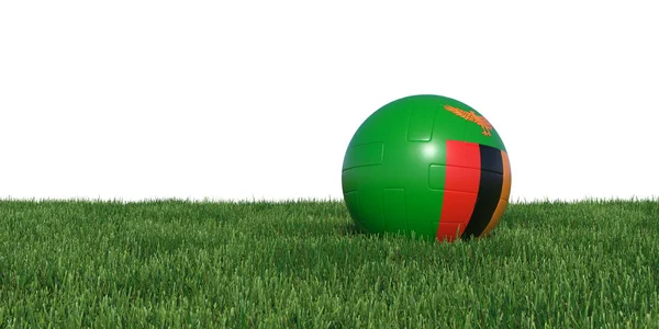 Zambia Zambiaanse vlag voetbal liggen in het gras — Stockfoto