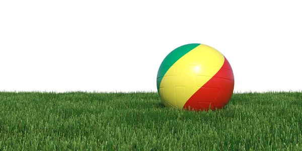 Congo Congolese oude vlag voetbal, liggend in het gras — Stockfoto
