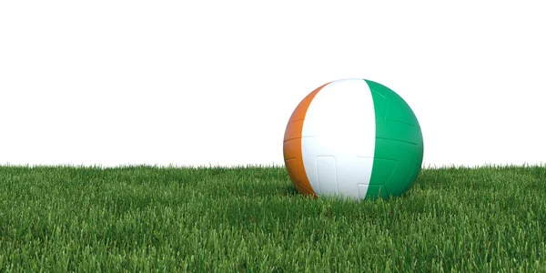 Cote d'Ivoire Ivoriaanse vlag voetbal liggen in het gras — Stockfoto