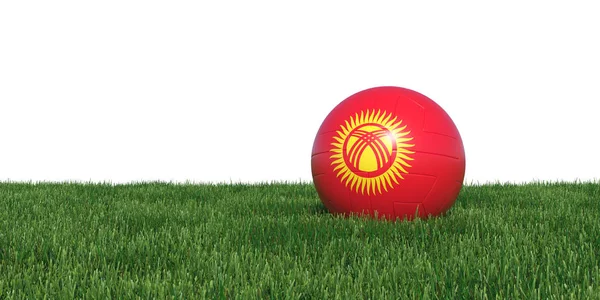 Kirgizië vlag voetbal liggen in het gras — Stockfoto