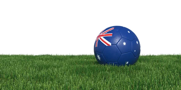 Australian Australien flagga fotboll bollen liggande i gräset — Stockfoto