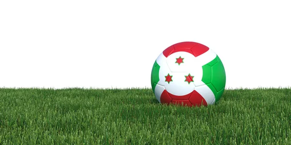 Burundské vlajka burundi fotbalový míč ležící v trávě — Stock fotografie