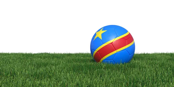 Congolese Congo vlag voetbal liggen in het gras — Stockfoto