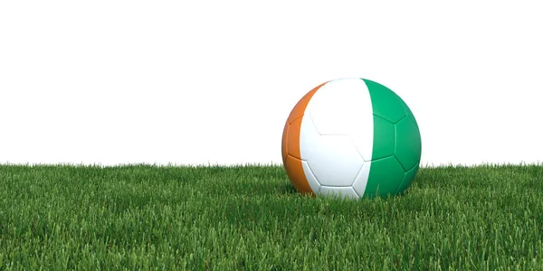 Cote d'Ivoire Ivoriaanse vlag voetbal liggen in het gras — Stockfoto
