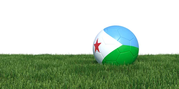 Djibouti-Djiboutiaanse vlag voetbal liggen in het gras — Stockfoto