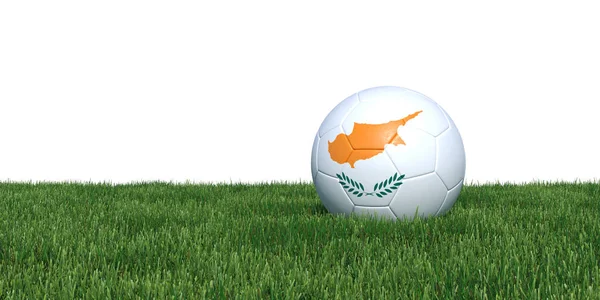 Cypr Cyprus Cypriot flag soccer ball lying in grass — Stock Photo, Image