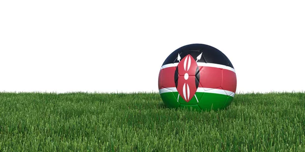 Kenya pallone da calcio bandiera keniota sdraiato in erba — Foto Stock