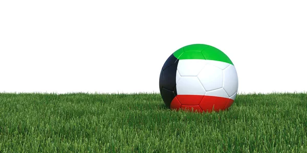 Kuwait Kuwaiti flag soccer ball lying in grass — Stock Photo, Image