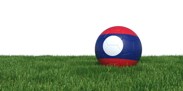 Laos laotiska flagga fotboll bollen liggande i gräset — Stockfoto