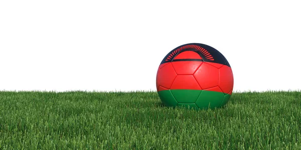 Malawi Malawische vlag voetbal liggen in het gras — Stockfoto
