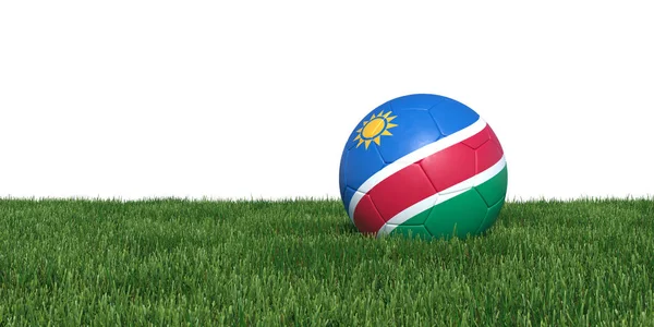 Namibië Namibische vlag voetbal liggen in het gras — Stockfoto