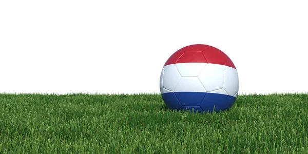Nederländerna flamländsk Holland flagga fotboll bollen liggande i gras — Stockfoto