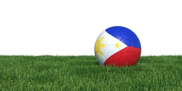 Filippijnen Filipijnse vlag voetbal liggen in het gras — Stockfoto