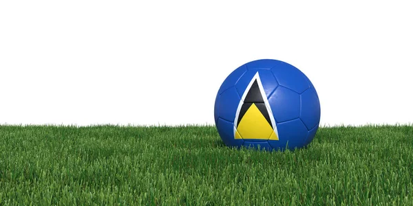 Saint Lucia flagga fotboll bollen liggande i gräset — Stockfoto