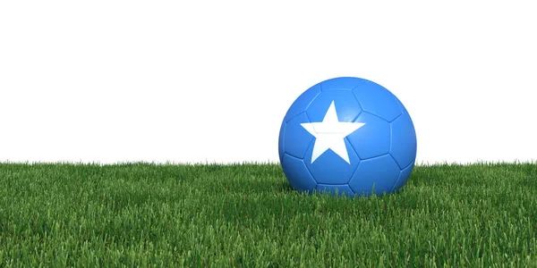 Somalië Somalische vlag voetbal liggen in het gras — Stockfoto