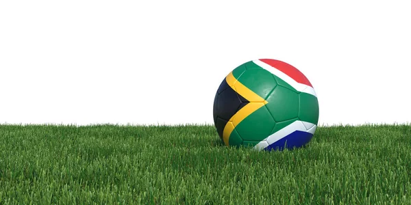 South Africa South African flag soccer ball lying in grass — Stock Photo, Image