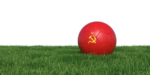 Sovjet-Unie vlag voetbal liggen in het gras — Stockfoto