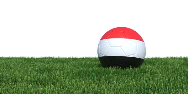 Jemen Jemenitische Yemenite vlag voetbal liggen in het gras — Stockfoto