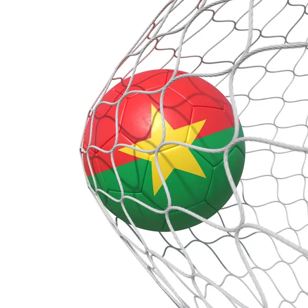 Burkina Faso flag futball-labda belül a net, nettó. — Stock Fotó