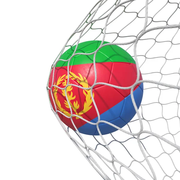 Eritreia bola de futebol bandeira da Eritreia dentro da rede, em uma rede . — Fotografia de Stock