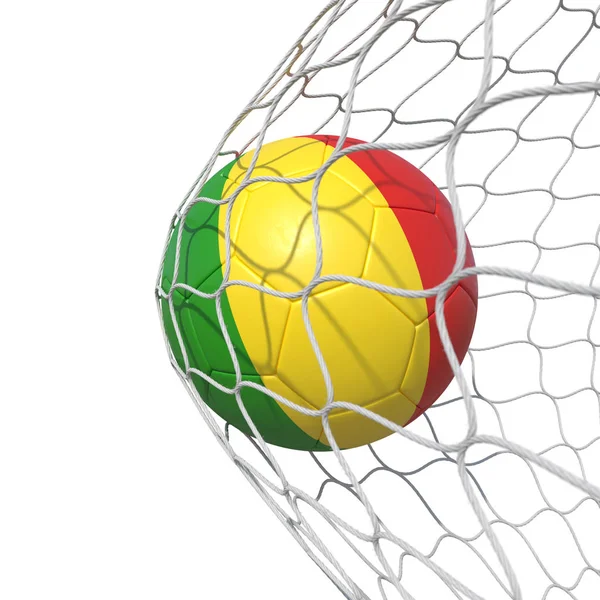 Mali Guiné Guineas bandeira bola de futebol dentro da rede, em uma rede . — Fotografia de Stock
