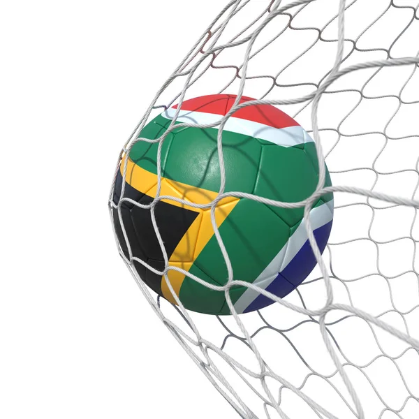 Zuid-Afrika Zuid-Afrikaanse vlag voetbal binnen het net, in een — Stockfoto