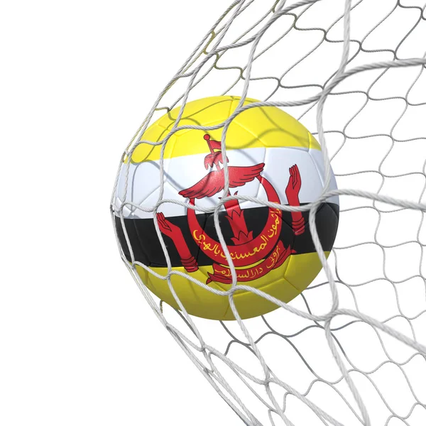 Brunei Brunei vlag voetbal binnen het net, in een net. — Stockfoto