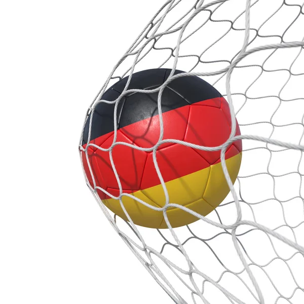 Alemania pelota de fútbol bandera alemana dentro de la red, en una red . —  Fotos de Stock