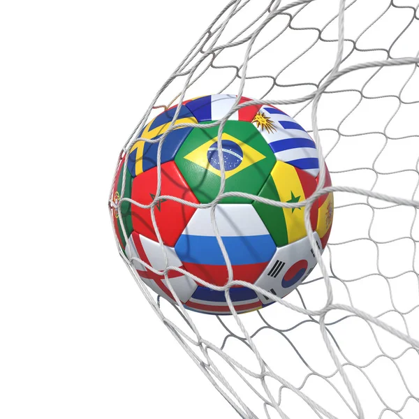 Countries national Portugal Morocco  flags soccer ball inside th — Stock Photo, Image