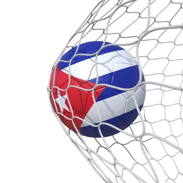 Cuba Cubaanse vlag voetbal binnen het net, in een net. — Stockfoto