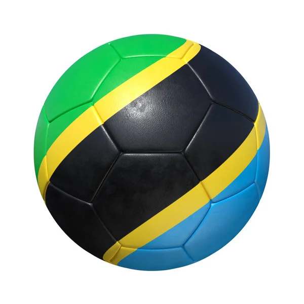 Tanzania pallone da calcio con bandiera nazionale — Foto Stock