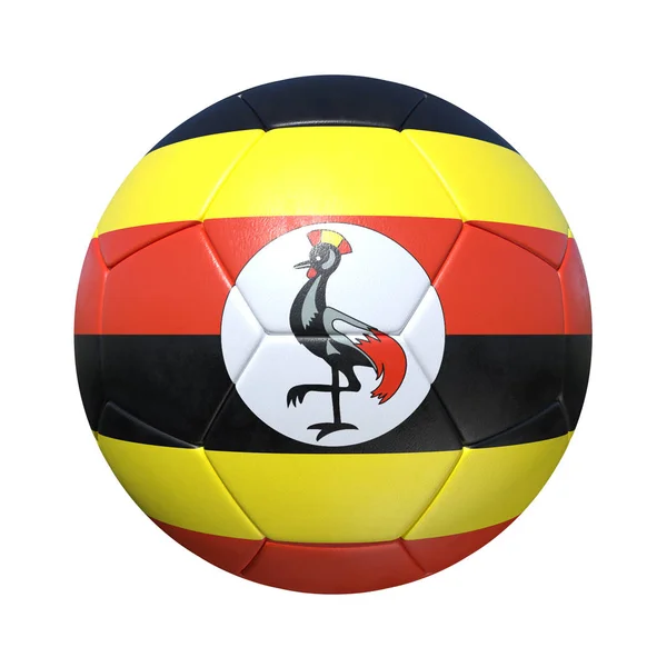Ugandský fotbalový míč s státní vlajka Ugandy — Stock fotografie