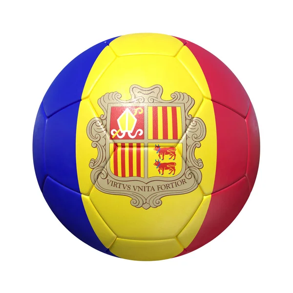 Андоррський Андорра футбольний м'яч з національного прапору — стокове фото