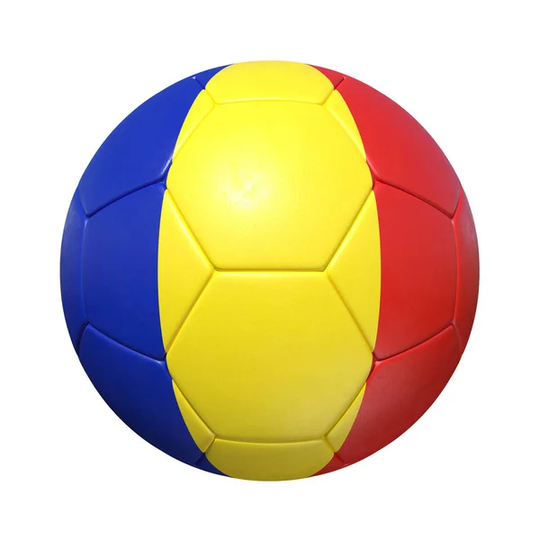 Roemenië Roemeense Tsjaad Tsjadische voetbal met nationale vlag — Stockfoto