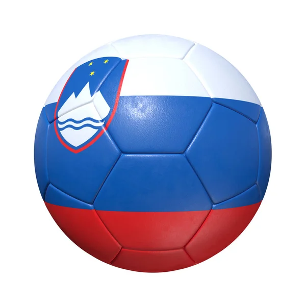 Slovenië Sloveense voetbal met nationale vlag — Stockfoto