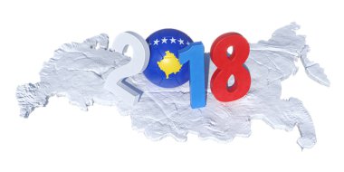 hangi bir Kosova Kosovans bayrak futbol topu ile yazılı 2018 