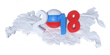 d yatırılır bir Rusya Rus bayrağı futbol topu ile yazılı 2018