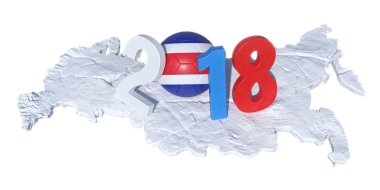 ortaya konan bir Kosta Rika bayrak futbol topu ile yazılı 2018 