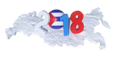 ortaya konan bir Küba Küba bayrağı futbol topu ile yazılı 2018 