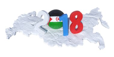 Sahra Arap Demokratik Cumhuriyeti bayrağı futbol ile yazılı 2018